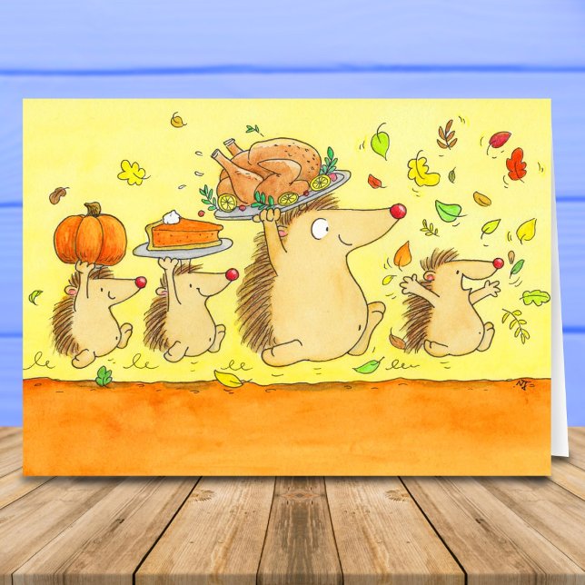 Happy Thanksgiving Hedgehogs Greeting  Card (Creator Uploaded)