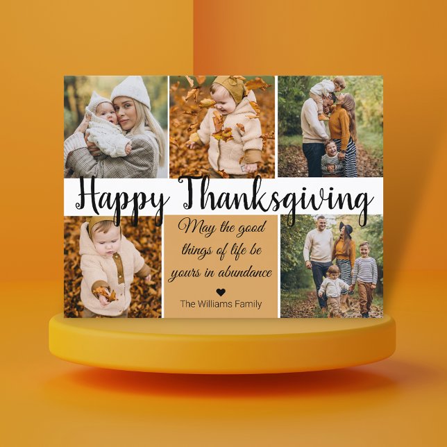 happy thanksgiving holiday 5 photos collage family postcard (Creator Uploaded)