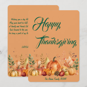 Happy Thanksgiving Holiday Card ,Thank You Card