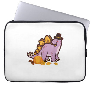 Happy Thanksgiving Holiday Cute Stegosaurus Dinosa Laptop Sleeve