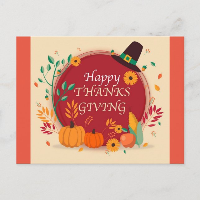 Happy Thanksgiving Holiday Postcard (Front)