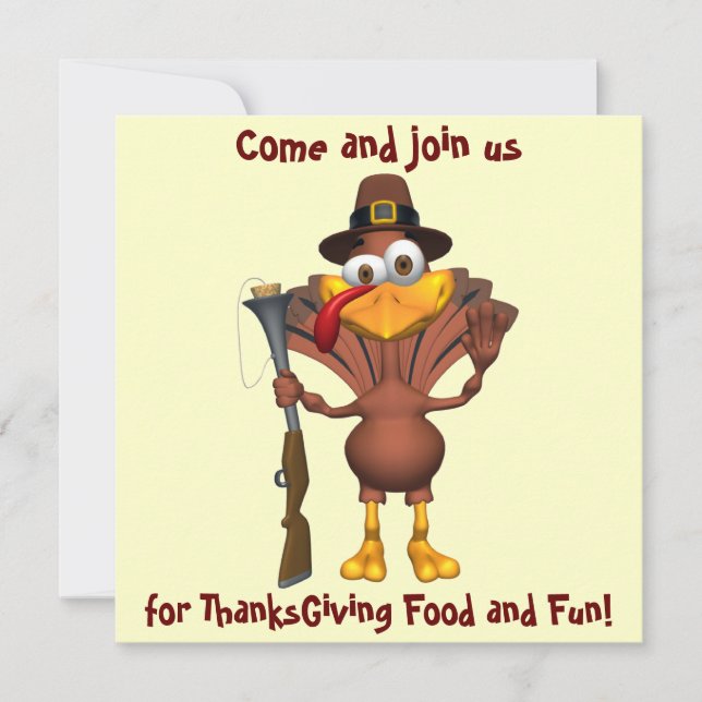 Happy Thanksgiving Holiday Turkey Invitations (Front)