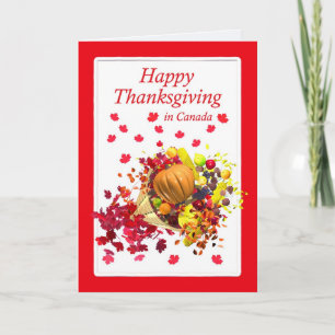 Happy Thanksgiving in Canada Cornucopia Holiday Card
