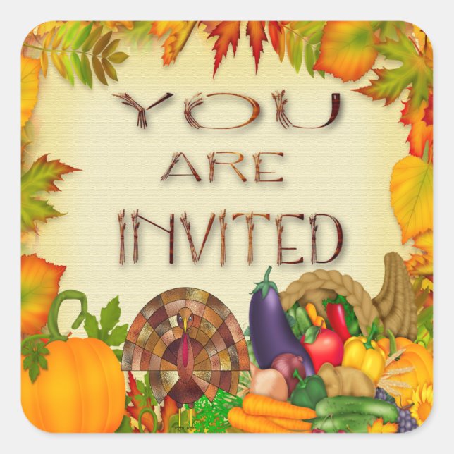 Happy Thanksgiving Invitation Envelope Seals (Front)