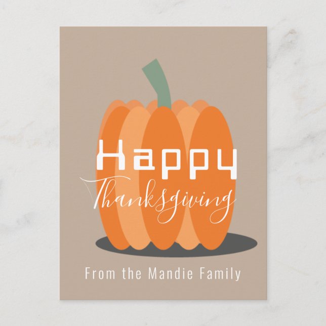 Happy Thanksgiving Jumbo Pumpkin  Postcard (Front)
