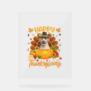 Happy Thanksgiving Labrador Dog Turkey Pumpkin Lon Acrylic Sign