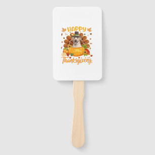 Happy Thanksgiving Labrador Dog Turkey Pumpkin Lon Hand Fan