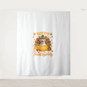 Happy Thanksgiving Labrador Dog Turkey Pumpkin Lon Tapestry