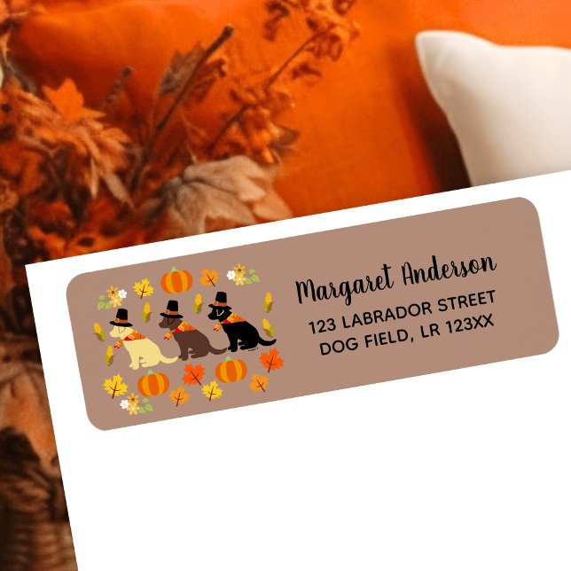 Happy Thanksgiving Labrador Silhouette (Happy Thanksgiving Labrador Silhouette Design Return Address Label for Labrador Owners.  )