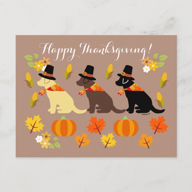 Happy Thanksgiving Labrador Silhouette Holiday Postcard (Front)
