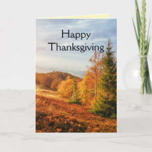 Happy Thanksgiving Landscape Scenery Autumn Colour Holiday Card