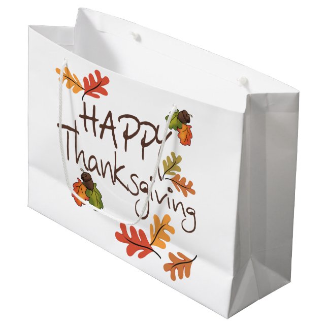 Happy Thanksgiving Large Gift Bag (Front Angled)