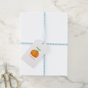 Happy Thanksgiving large pumpkin Gift Tags