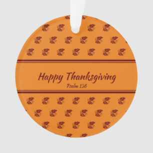 HAPPY THANKSGIVING   Leaves ORANGE Customised Ornament