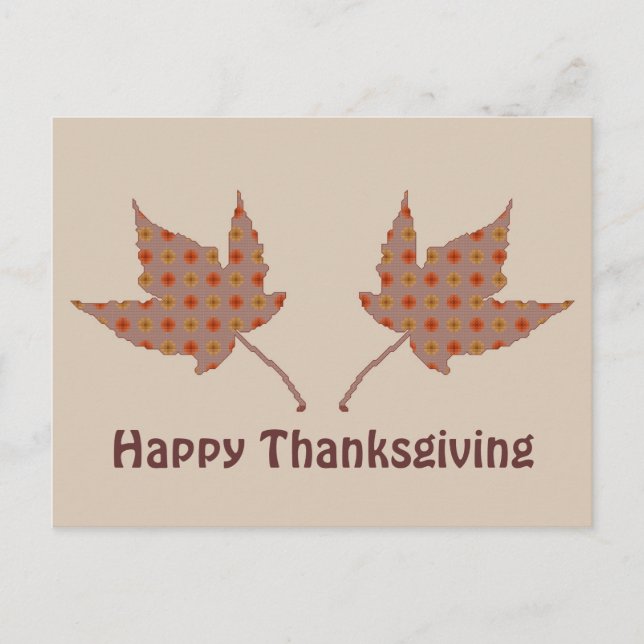 Happy Thanksgiving Leaves Postcard (Front)