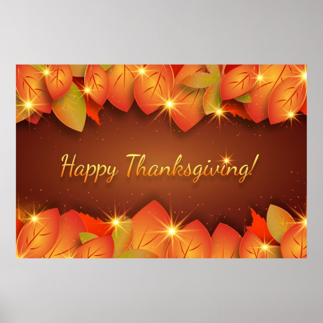 Happy Thanksgiving Leaves Poster (Front)
