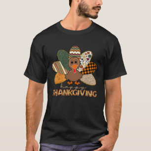 Happy Thanksgiving Leopard Print Fall Flannels Cos T-Shirt