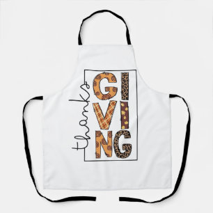 Happy Thanksgiving Leopard Print Rainbow Turkey Apron