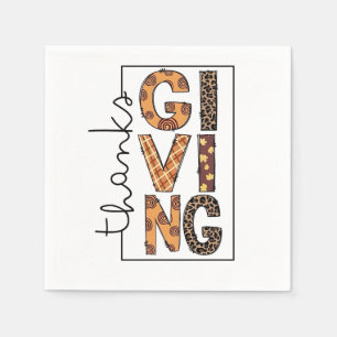 Happy Thanksgiving Leopard Print Rainbow Turkey  Napkin