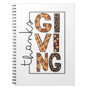 Happy Thanksgiving Leopard Print Rainbow Turkey Notebook
