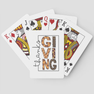 Happy Thanksgiving Leopard Print Rainbow Turkey  Playing Cards