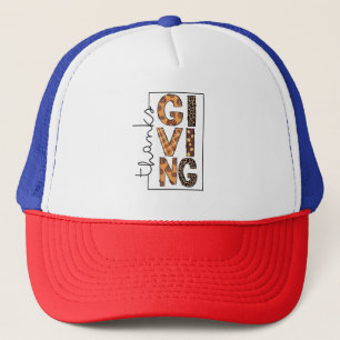 Happy Thanksgiving Leopard Print Rainbow Turkey  Trucker Hat