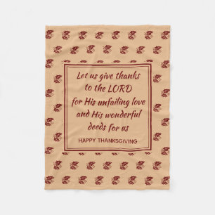 HAPPY THANKSGIVING Let's Give Thanks BEIGE Fleece Blanket