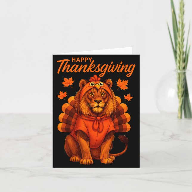 Happy Thanksgiving Lion Women Boys Girls Kids Outf Card (Front)