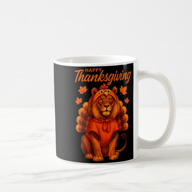 Happy Thanksgiving Lion Women Boys Girls Kids Outf Coffee Mug (Right)
