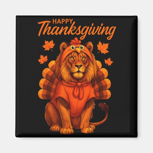 Happy Thanksgiving Lion Women Boys Girls Kids Outf Magnet (Front)