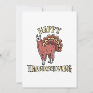 Happy Thanksgiving Llama Alpaca Turkey Fun Gift Announcement