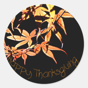 Happy Thanksgiving Maples Autumn colours Round S Classic Round Sticker