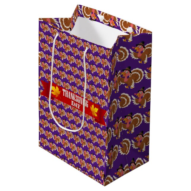 Happy Thanksgiving Medium Gift Bag (Front Angled)