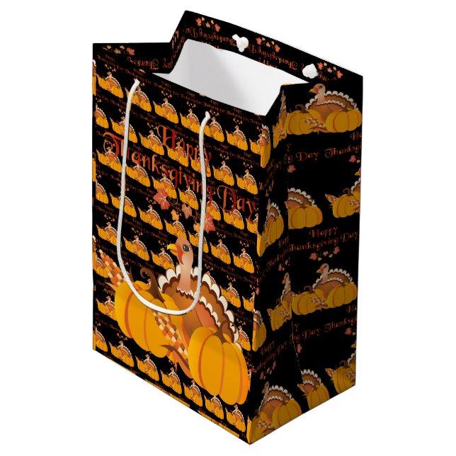 Happy Thanksgiving Medium Gift Bag (Front Angled)