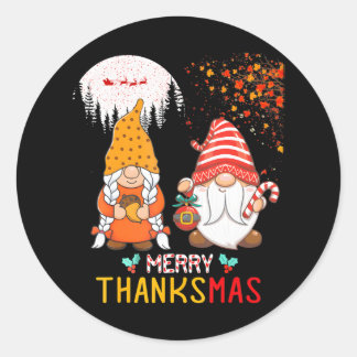Happy Thanksgiving Merry Christmas Happy Classic Round Sticker