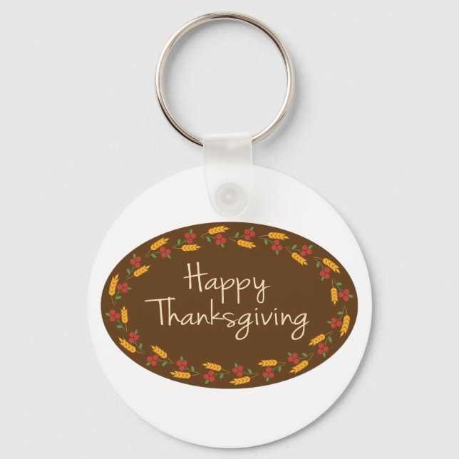 Happy Thanksgiving Message Key Ring (Front)