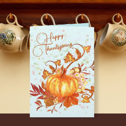 Happy Thanksgiving Message Pumpkin Fall Card