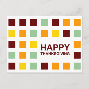 happy thanksgiving (mod squares) holiday postcard