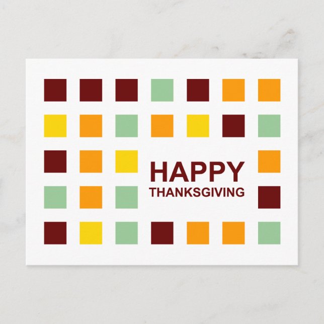 Happy Thanksgiving Mod Squares Postcard (Front)