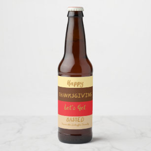 Happy Thanksgiving, Modern Colour Block Beer Bottle Label