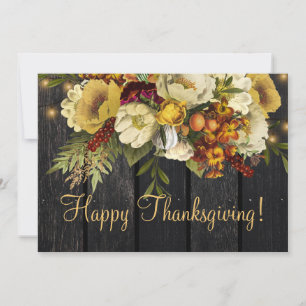 Happy Thanksgiving modern rustic wood Thanksgiving Holiday Card