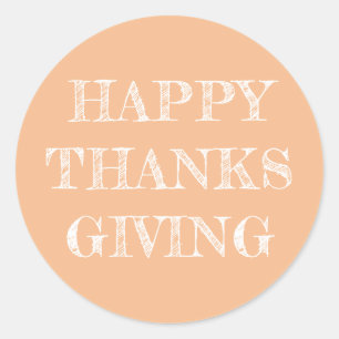 Happy Thanksgiving Modern Simple Pumpkin Orange Classic Round Sticker