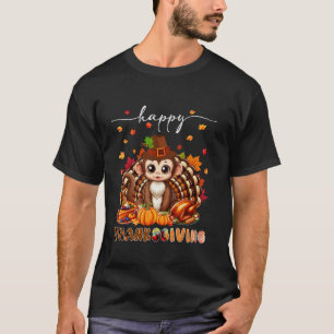 Happy Thanksgiving Monkey Costume Turkey Fall Leav T-Shirt