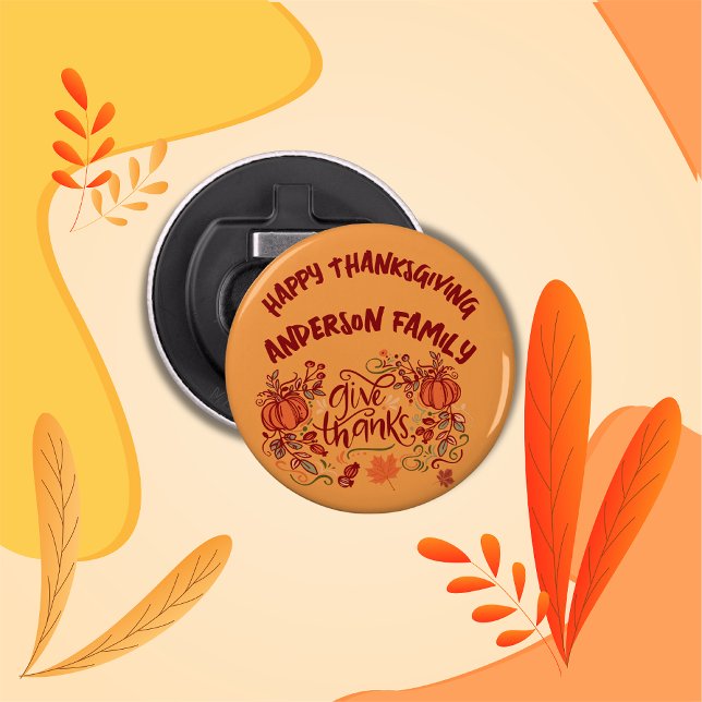 Happy Thanksgiving Monogrammed Name | Bottle Opener (Creator Uploaded)