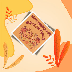 Happy Thanksgiving Monogrammed Name   Napkin