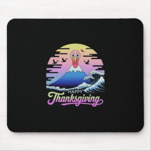 Happy Thanksgiving Mount Fuji Turkey Sunset Funny Mouse Mat