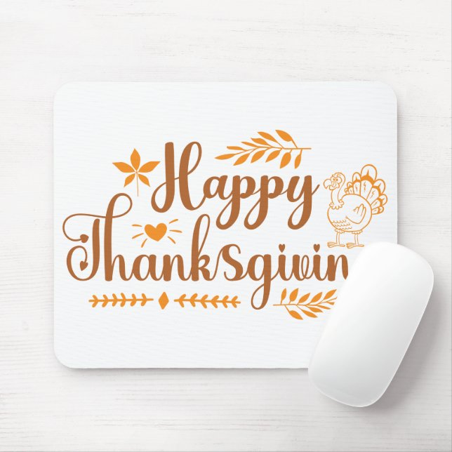 Happy Thanksgiving Mouse Mat (With Mouse)