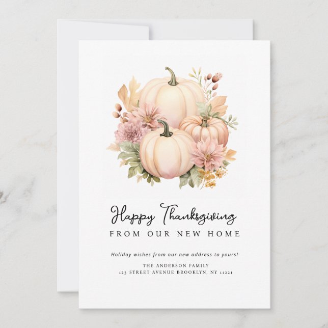 Happy Thanksgiving moving announcement card (Front)