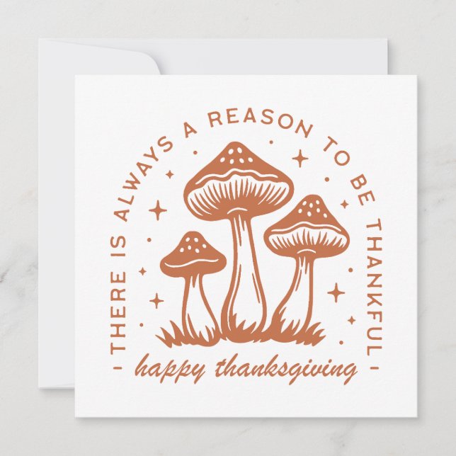 Happy thanksgiving mushroom whimsical terracotta holiday card (Front)