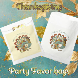 Happy Thanksgiving Muted Fall Coloured Turkey Favour Bags